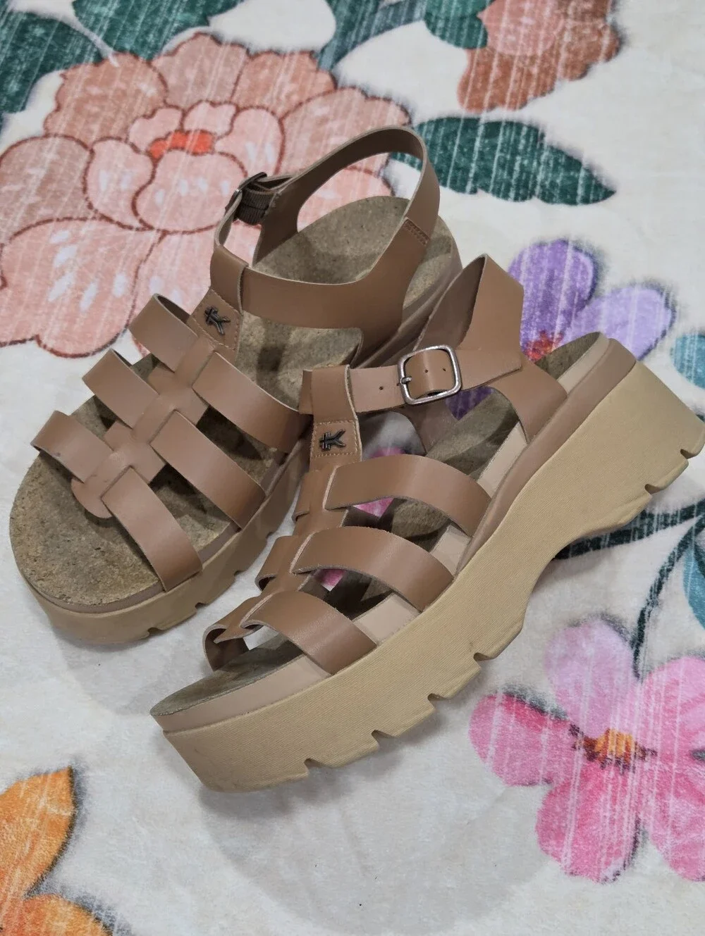 Kuru LOMA Jarvi Platform Sandals Toffee Sand Size 10